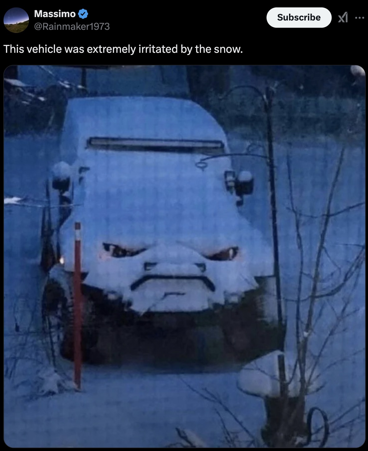 jeep in snow meme - Massimo This vehicle was extremely irritated by the snow. Subscribe